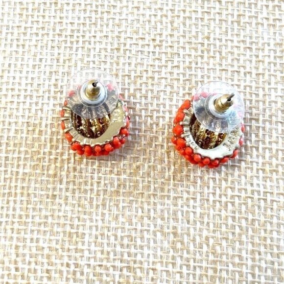 J.Crew Beaded Round Orb Stud Earrings in Orange - Picture 4 of 4